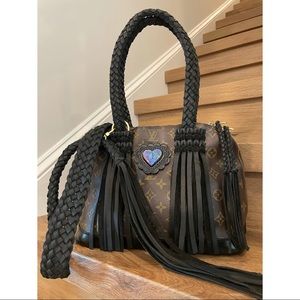 Black Louis Vuitton Alma w/ Purple Mohave + Fringe
